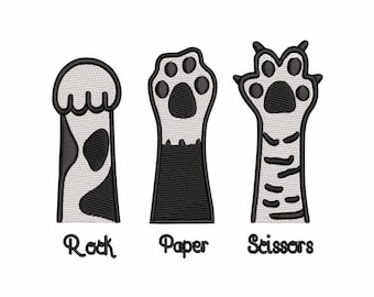 Rock Paper Scissors Paw – Machine Embroidery Design • Instant Download