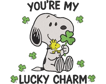 Snoopy Lucky Charm-borduurontwerp • St. Patrick's Day Woodstock (digitale download)