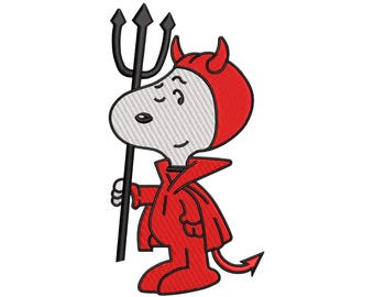 Devil Snoopy-borduurontwerp, Halloween-tekenfilmbestand (digitale download)