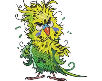 Diseño de bordado de Angry Bird divertido / Archivo para máquina de bordar de periquito de dibujos animados (descarga instantánea)