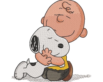 Charlie Brown Snoopy Hug Embroidery Design • Peanuts Cartoon File (Digital Download)