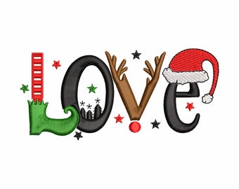 AMOR – Diseño de bordado a máquina navideño • Descarga instantánea