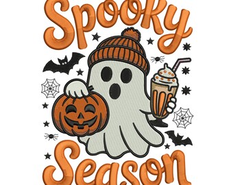 Diseño de bordado de calabaza fantasma de temporada espeluznante / Archivo digital de descarga instantánea