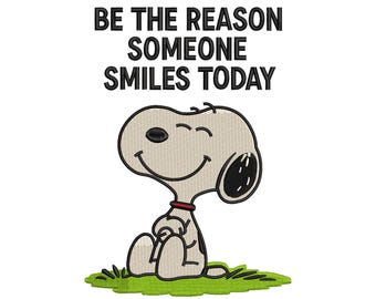 Snoopy Inspired Embroidery Design, Smile Quote File (Digital Download)