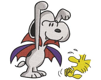 Vampire Snoopy Dancing-borduurwerkontwerp, Halloween Cartoon Spooky-bestand (digitale download)