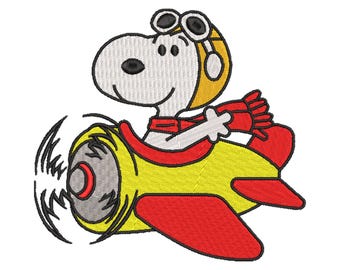 Aviator Dog Airplane Embroidery Design | Cartoon Pilot Puppy Kids Shirt (Digital Download)