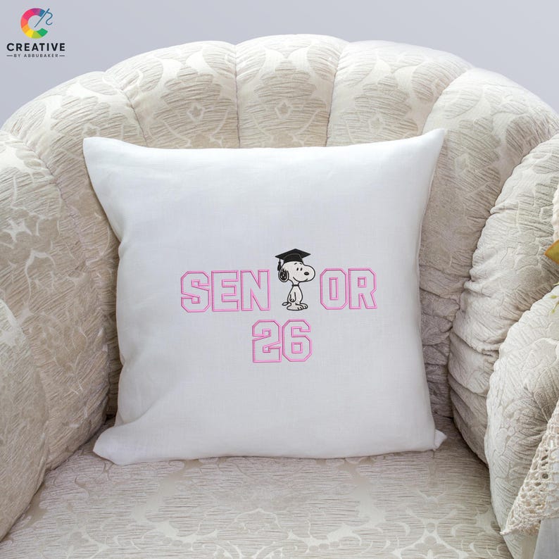 Senior 26 Snoopy Embroidery Design, Graduation Snoopy Embroidery File ...