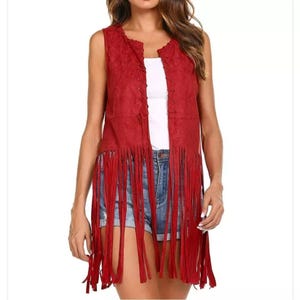 Women&#39;s Leather Fringe Vest - Cowboy Leather Vest For Women - Western Handmade Fringed Vest - Suede Leather Women Traditional Fringe Vest