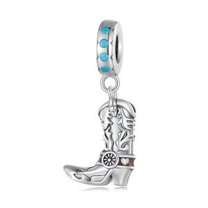 Cowboystövelberlock i 925 sterlingsilver med armband och hänge