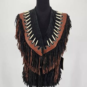 Women&#39;s Leather Fringe Vest - Cowboy Leather Vest For Women - Western Handmade Fringed Vest - Suede Leather Women Traditional Fringe Vest