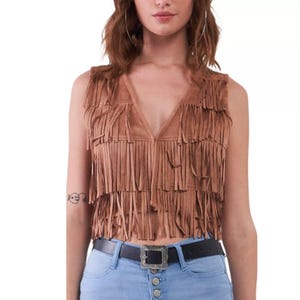 Women&#39;s Leather Fringe Vest - Cowboy Leather Vest For Women - Western Handmade Fringed Vest - Suede Leather Women Traditional Fringe Vest