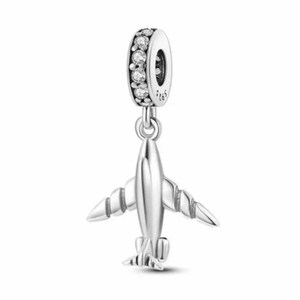 Airplane charm 925 sterling silver fit for  bracelet, travel charm,