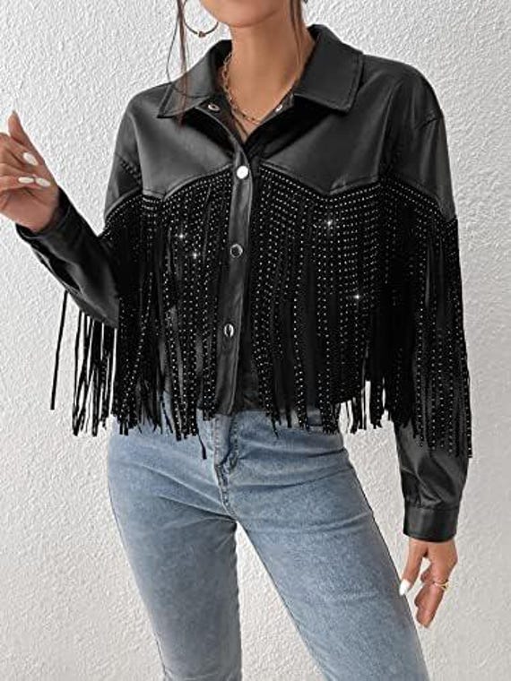 Fransenjacke Lederjacke Damen Mit Sternen WESTERN JACKE DAMEN BY