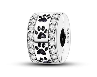 Pulsera Pandora con dijes de huellas de patas en plata de ley 925