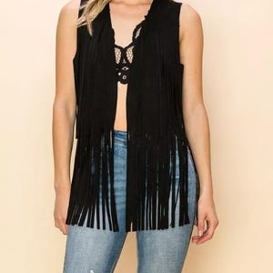 Women&#39;s Genuine Leather Fringe Vest - Cowboy Leather Vest For Women - Western Handmade Fringed Vest - Suede Leather Traditional Fringe Vest