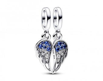 moments ale 925 sterling silver sparkling splittable angel wings dangle charm