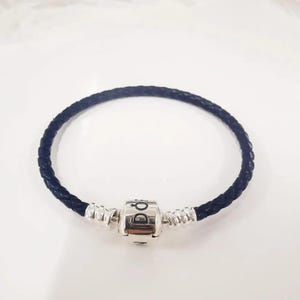 Pandora size dark blue woven leather charm bracelet