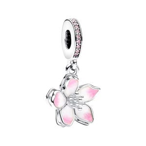 Cherry blossom charm, pink series pansy flower dangle charm, trendy bangle pendant jewelry, charms for bracelet, anniversary birthday gift