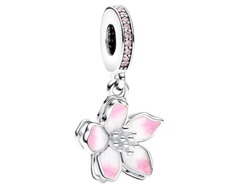 Dije de flor de cerezo, dije colgante de flor de pensamiento de la serie rosa, joyería colgante de brazalete de moda, dijes para pulsera, regalo de cumpleaños de aniversario