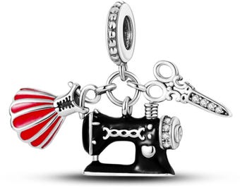 Pandora Nähmaschine Charm 925 Sterling Silber für Armband, schneidern Charme