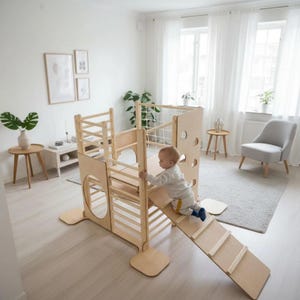 子供用屋内クライミング遊び場 |環境に優しいモンテッソーリプレイジム |交換可能なボードを備えたカスタマイズ可能なスクエアフレーム