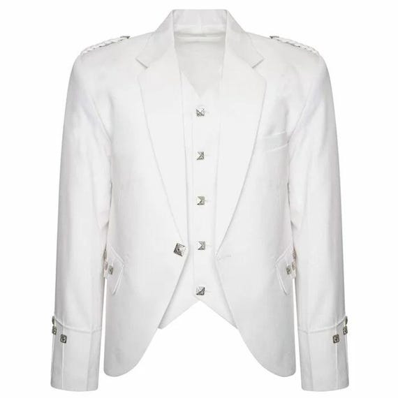 Veste écossaise blanche à losanges pour homme Veste kilt avec