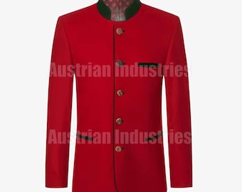 Dark Khaki Green Loden Jacket: Traditional Austrian Tyrolean Wool