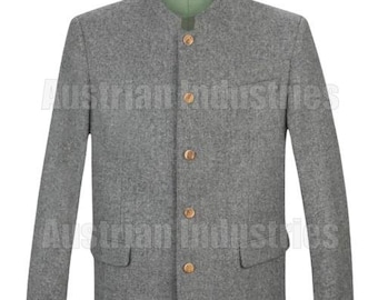 Giacca Trachten in lana grigia da uomo / Cappotto bavarese Oktoberfest Tirolo