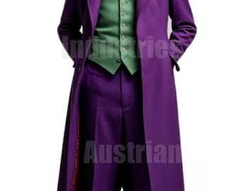 紫のジョーカースーツコスチューム | 悪役コスプレ衣装3点セット