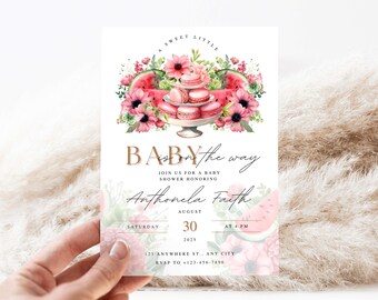 Watermelon Baby Shower Invitation | Sweet Summer Theme (Digital or Printed)