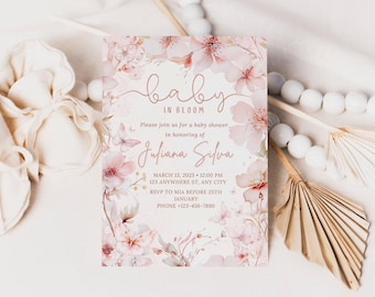 Butterfly Baby Shower Invitation, Pink Floral, Girl (Electronic)