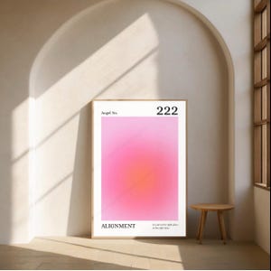 Lámina de pared con el ángel número 222: decoración espiritual de alineación, póster minimalista, cita "El lugar y el momento adecuados", regalo estético