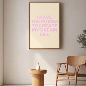 Citazione da parete "Dream Life Quote" - Poster motivazionale femminile, decorazione da Boss Babe, stampa di empowerment, stampa per ufficio o camera da letto
