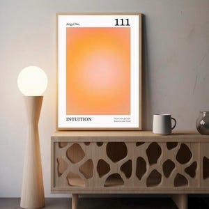 Stampa artistica da parete con numero angelico 111 - Poster spirituale sull'intuizione / Citazione "Fidati del tuo istinto" / Decorazione moderna con numeri angelici / Stampa fisica