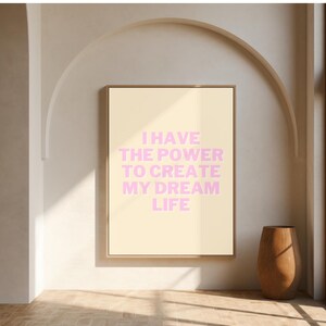 Citazione da parete "Dream Life Quote" - Poster motivazionale femminile, decorazione da Boss Babe, stampa di empowerment, stampa per ufficio o camera da letto