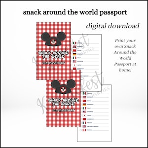 2025 Snack Around the World Epcot Gingham-paspoort afdrukbaar | Digitale download Disney World