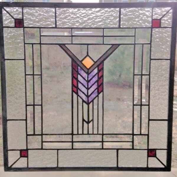Craftsman Style Stained Glass Panel