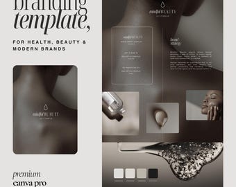 Canva Branding Kit | Logo, Colors, Fonts, Moodboard | Mindful Beauty Branding Template | Coaches, Practices & Beauty Brands