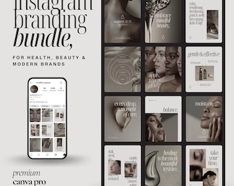 Canva Social Media Bundle | 20 Post, 20 Reel Covers, 20 Story Templates | Mindful Beauty Instagram Templates | Coaches, practices & beauty brands