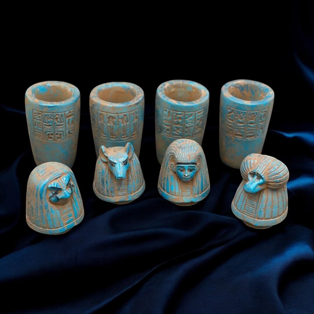 Ancient Egyptian Canopic Jars Statue – Ancient Pharaonic Stone ...