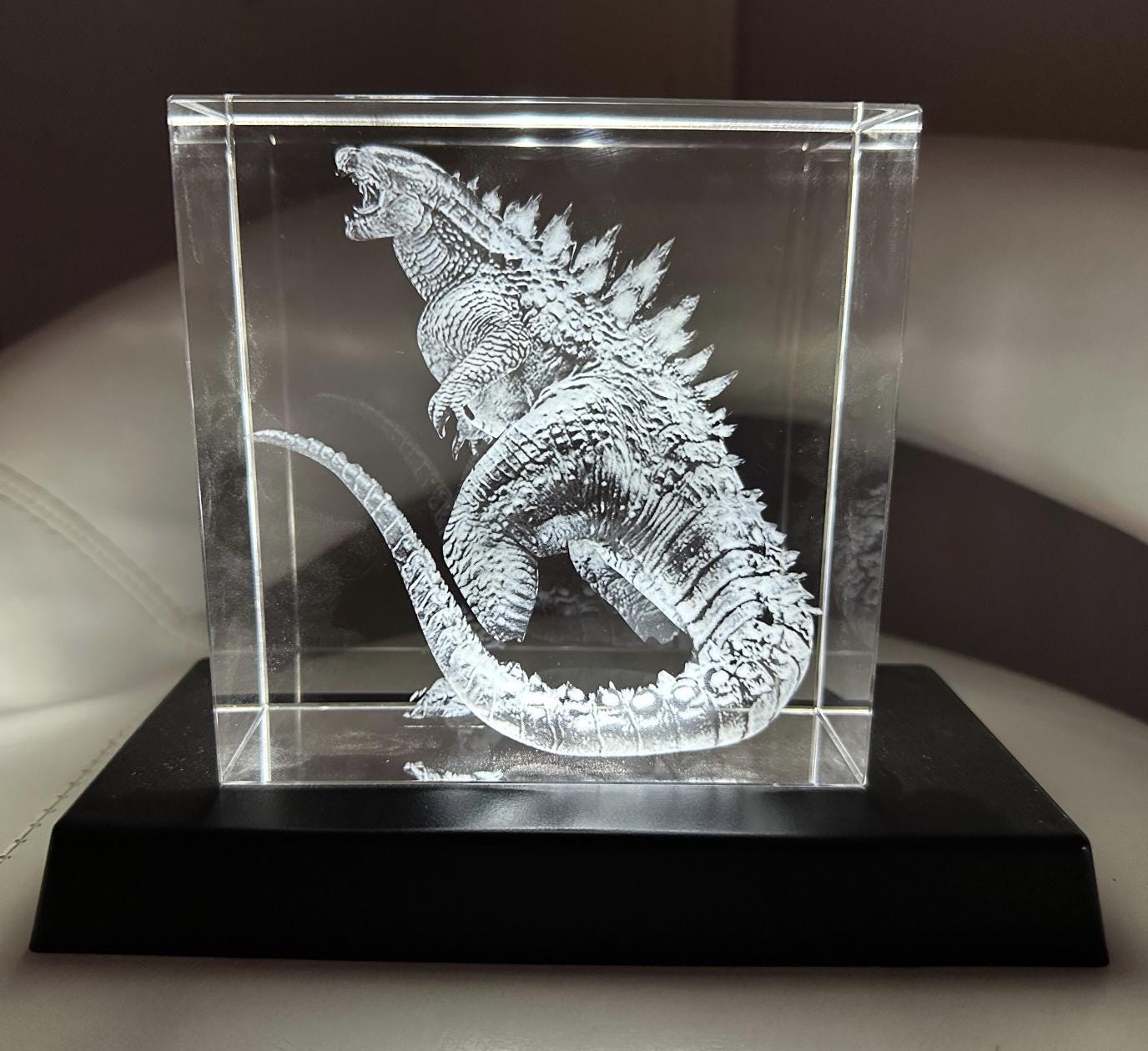 Custom Made - 3D Godzilla LED Laser Engraved Color Changing