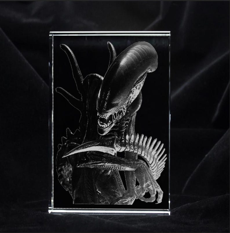 Custom Made - Alien Xenomorph LED Laser Engraved White Light up Picture ...