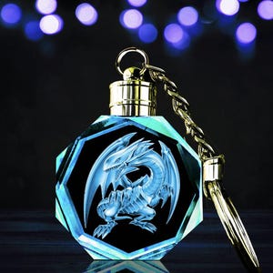 Custom handgemachte - Blaue Augen LED Farbwechsel K9 Crystal Schlüsselanhänger - w 7 Farben auch Geschenkbox und Batterie inkl