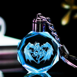 Portachiavi in cristallo K9 con cambio colore LED Stardust D fatto a mano su misura - con 7 colori, anche scatola regalo e batteria incluse