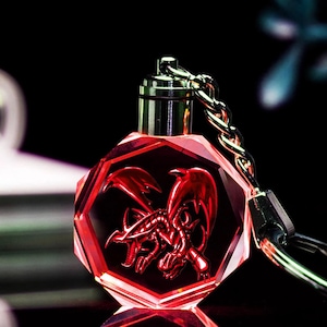 Portachiavi in cristallo K9 con LED occhi rossi che cambia colore, fatto a mano su misura, con 7 colori, anche scatola regalo e batteria incluse.