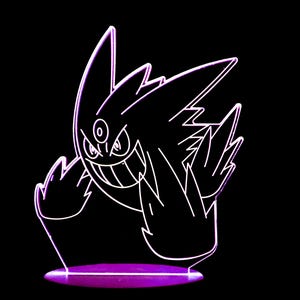 Specialtillverkad - pkmn Mega Gengar tallrikslampa / nattlampa - flerfärgsväxling - stativ / fjärrkontroll och USB-sladd