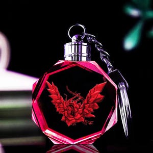 Portachiavi in cristallo K9 con LED a forma di rosa nera, fatto a mano su misura, con 7 colori, anche scatola regalo e batteria incluse.