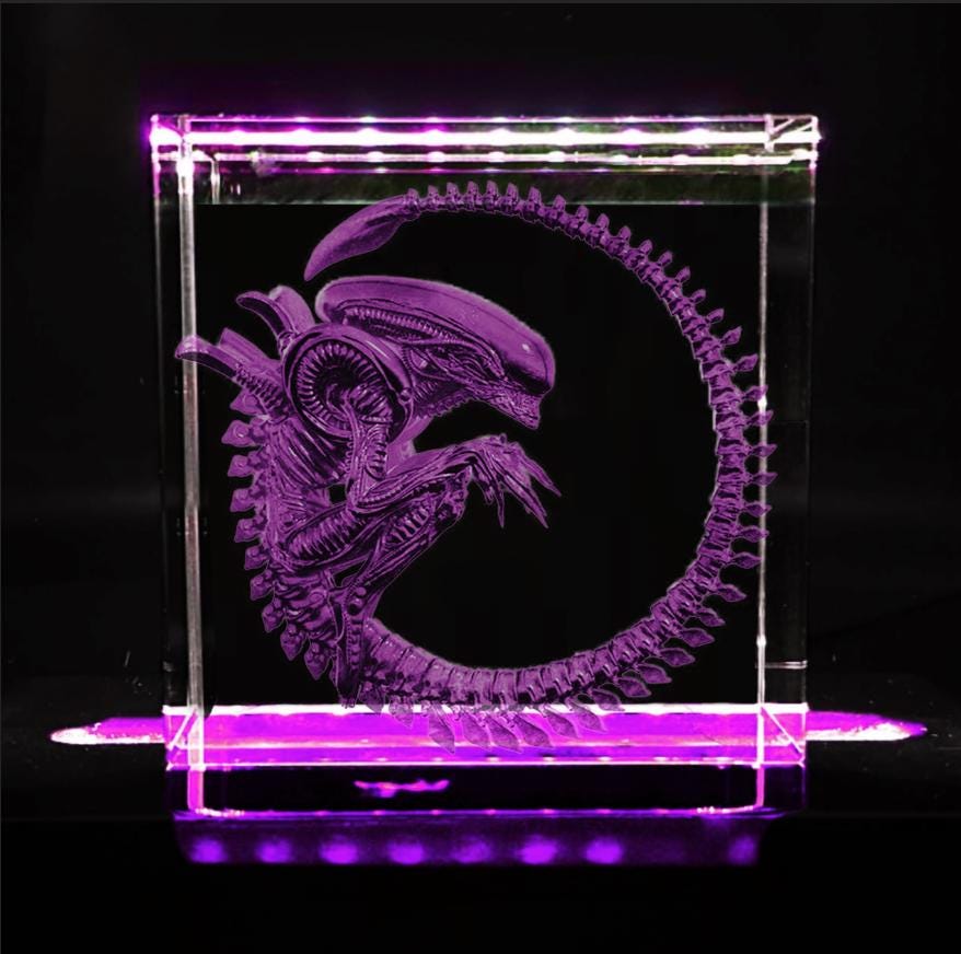 Custom Made - 3D Alien Xenomorph LED Laser Engraved Color Changing