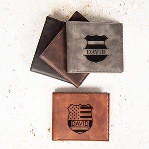 Cartera personalizada para policía, regalo para papá policía, cartera para esposo, cartera con placa de policía grabada, idea de regalo para la jubilación de la policía