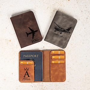 Personalized Leather Passport Holder, Custom Engraved Passport Cover Travel Wallet for Men Women, Unique Passport Case Gift for Traveler